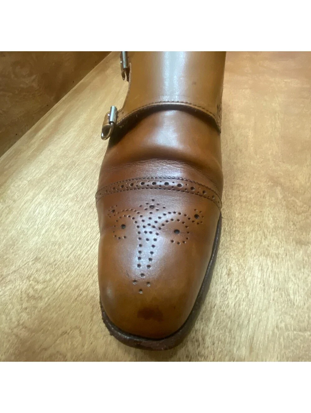 Allen Edmonds St. John's Double Monk Strap Brown Leather Shoes Mens Size 10.5 3E